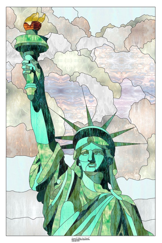 Statue of Liberty Stained Glass Pattern Digital Download