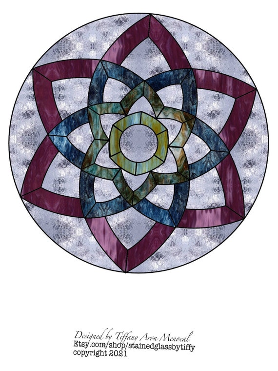 Geometric round Stained Glass Pattern Digital Download