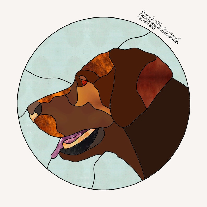 Chocolate Lab Dog Stained Glass Pattern Digital Download Etsy