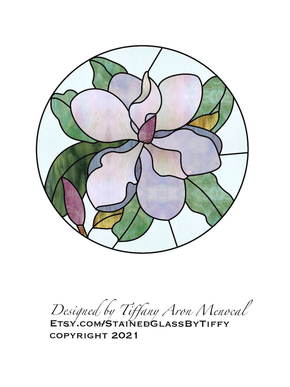 Magnolia Flower Stained Glass Pattern Digital Download | Etsy