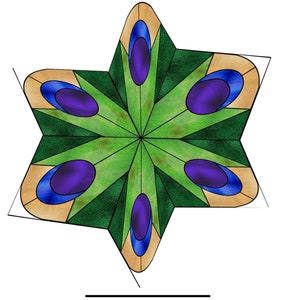 Peacock Spinner Stained Glass Pattern Digital Download