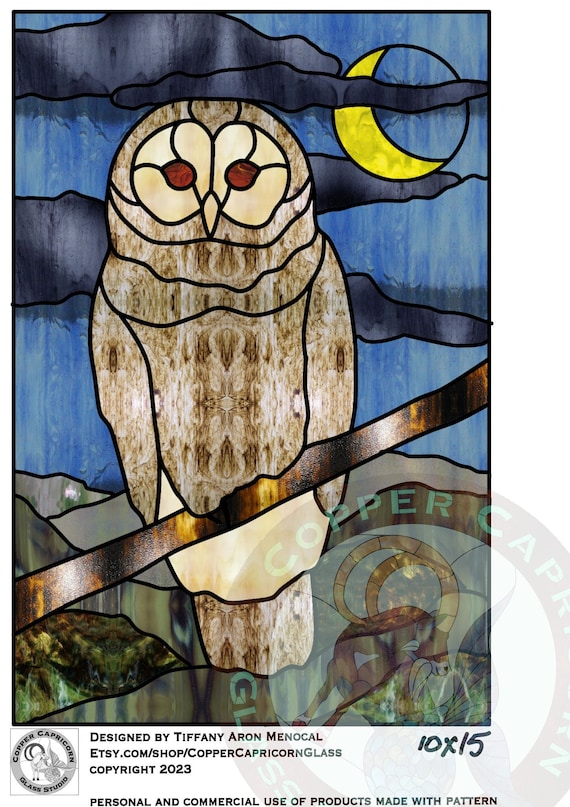 MIDNIGHT OWL • barred owl • Stained Glass Pattern • Digital Download