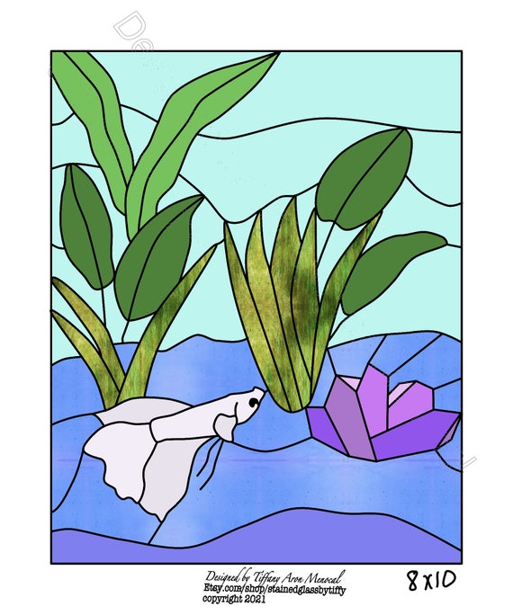 Betta fish Stained Glass Pattern Digital Download beta