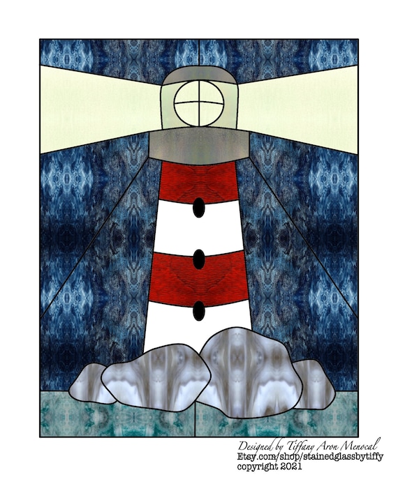 Lighthouse Stained Glass Pattern Digital Download
