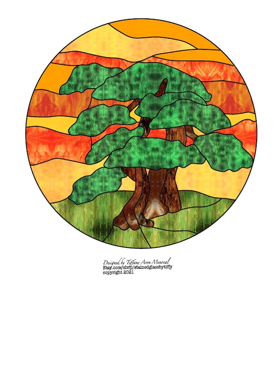 Tree of life Stained Glass Pattern Digital Download Etsy