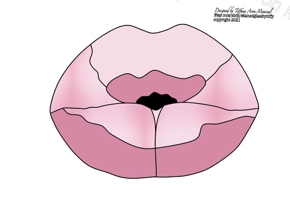 Kiss lips simple Stained Glass Pattern Digital Download