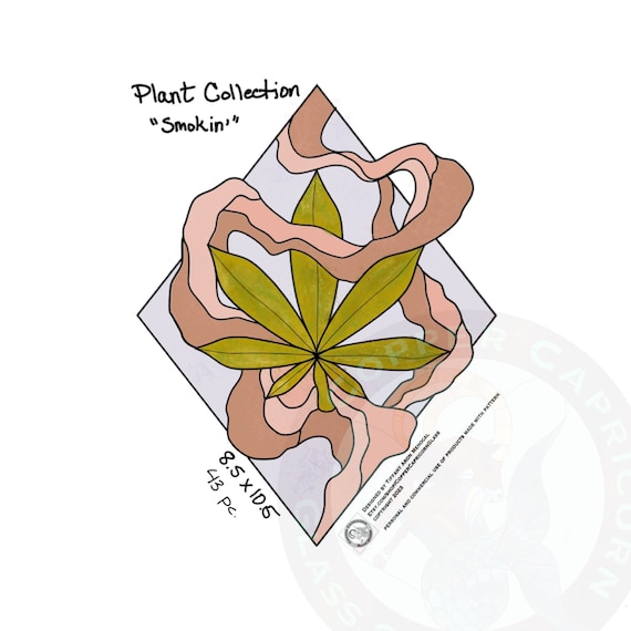 SMOKE TRAILS • weed leaf • Stained Glass Pattern • Digital Download