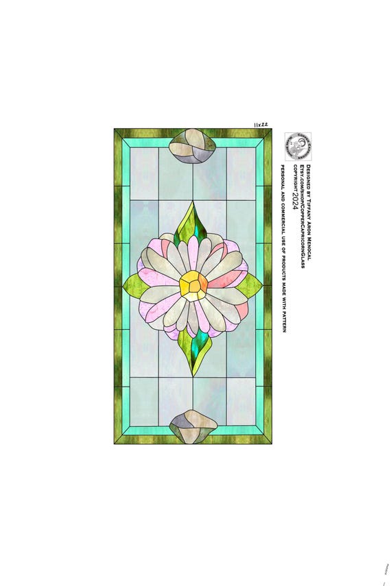 DAISY • flowers abstract panel •  - Stained Glass Pattern • Digital Download
