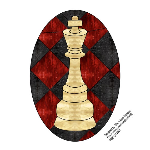 Chess board king Stained Glass Pattern Digital Download