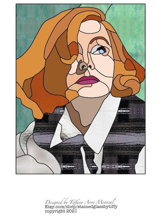 Greta Garbo portrait Stained Glass Pattern Digital Download