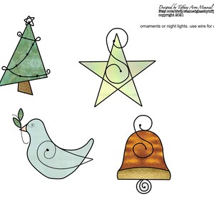 Christmas ornament set 2 Stained Glass Pattern Digital Download