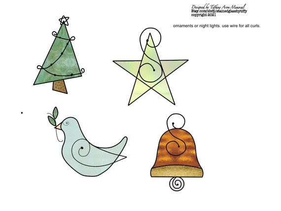 Christmas ornament set 2 Stained Glass Pattern Digital Download