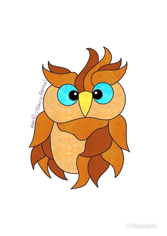 SILLY OWL • Forest Nighthawk • Stained Glass Pattern • Digital Download