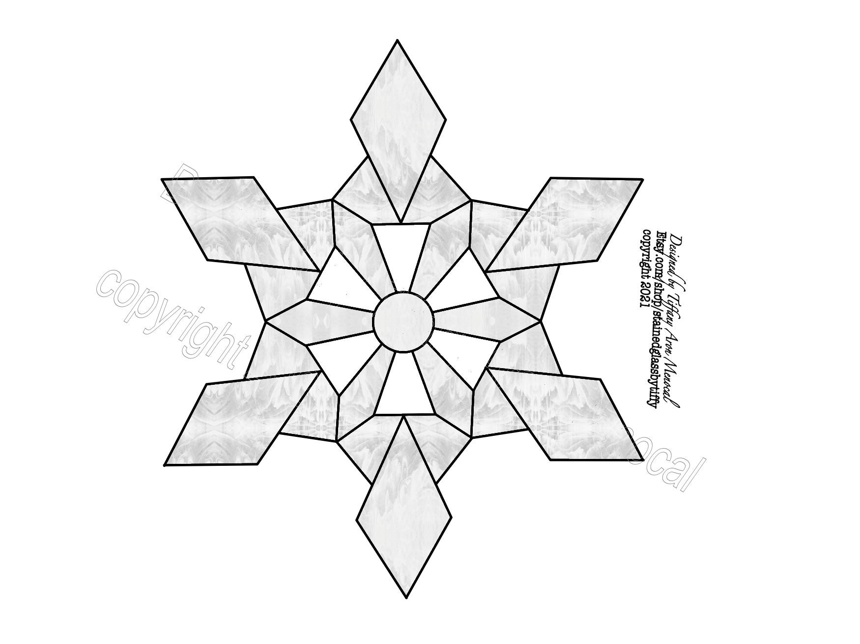 Snowflake 3 Pack Set 2 Stained Glass Pattern Digital Download | Etsy