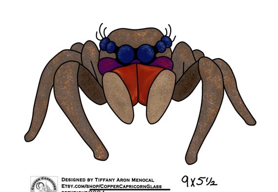 SPIDER • jumping spider •  - Stained Glass Pattern • Digital Download