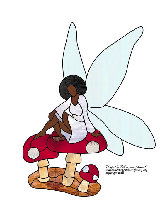 Fairy TOADSTOOL • Mushrooms Fungi Red Amanita • Stained Glass Pattern • Digital Download