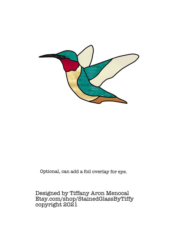 Hummingbird Stained Glass Pattern Digital Download Ruby-throated