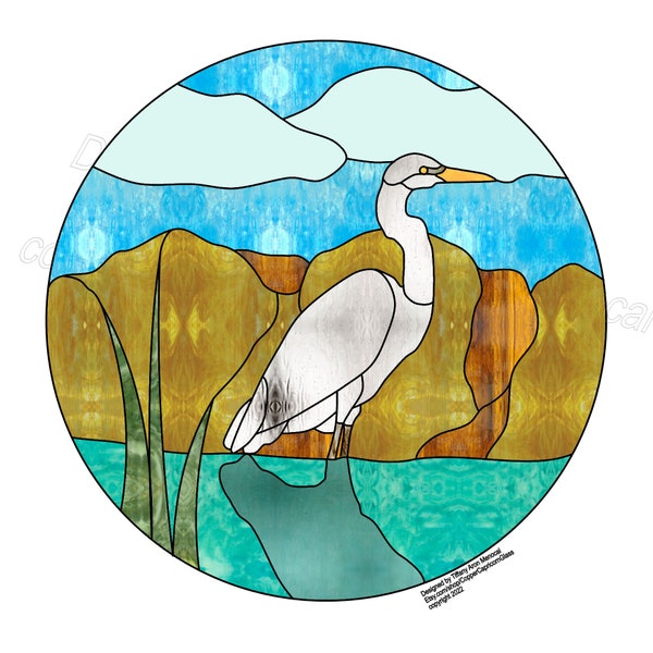 Stained Glass Egret Pattern - Etsy