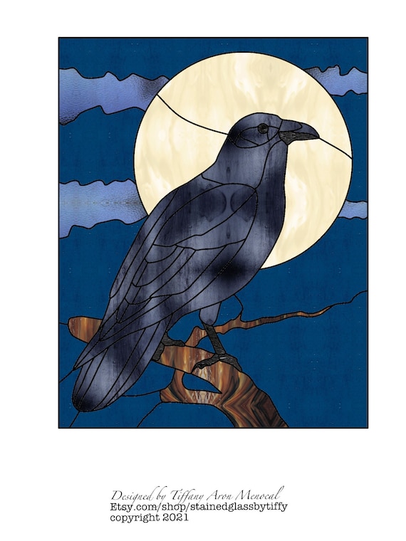 Raven Stained Glass Pattern Digital Download Etsy