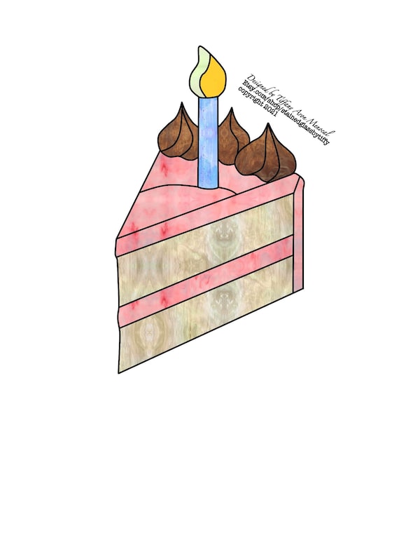 birthday cake Stained Glass Pattern Digital Download