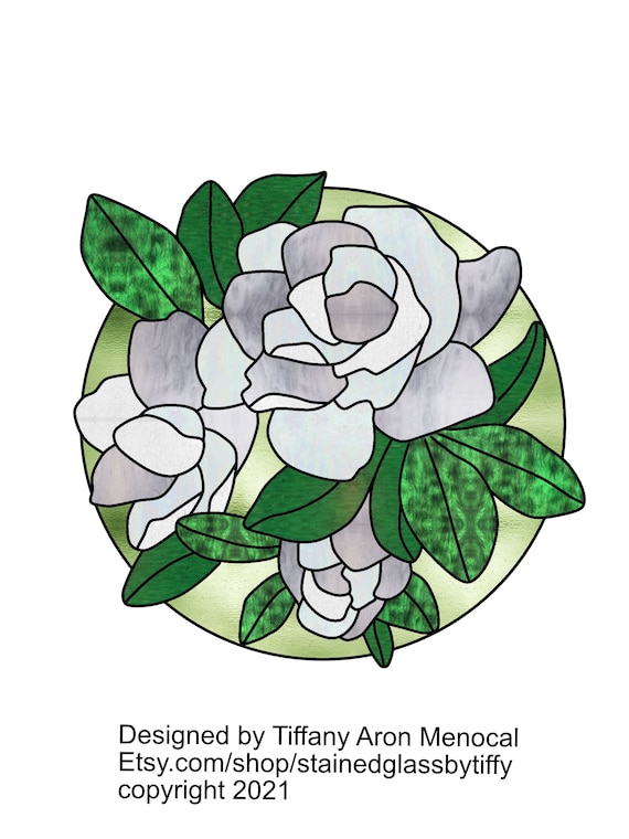 GARDENIA • Flower • Stained Glass Pattern • Digital Download