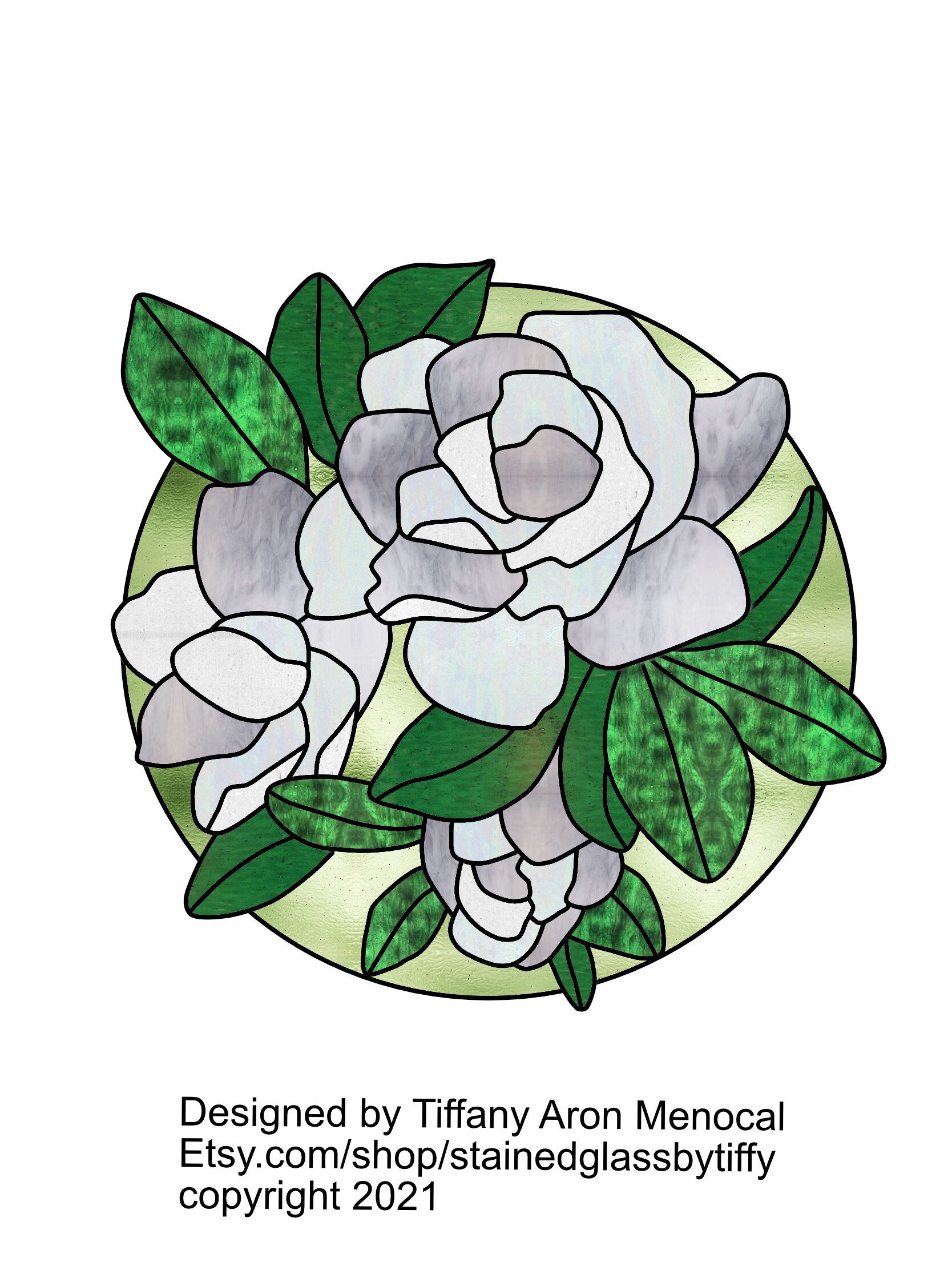 Gardenia Flower Stained Glass Pattern Digital Download - Etsy México