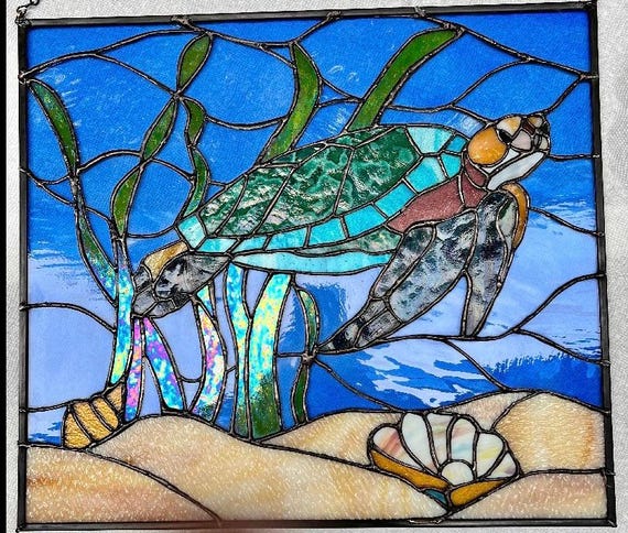 ウミガメのステンドグラスパターン デジタルダウンロード - Etsy 日本