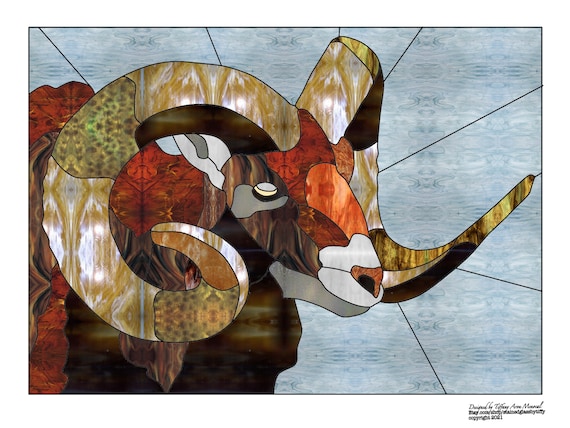 Ram Stained Glass Pattern Digital Download