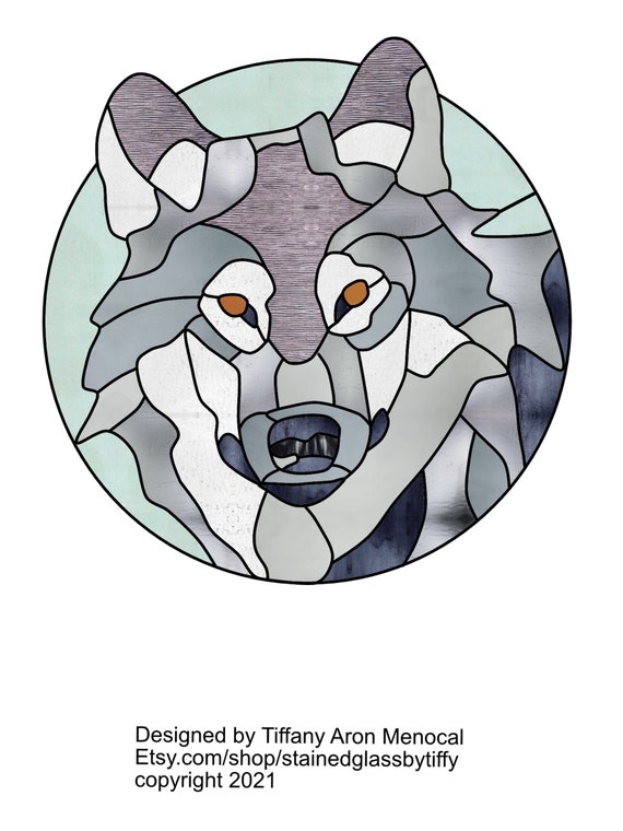 Wolf Stained Glass Pattern Digital Download
