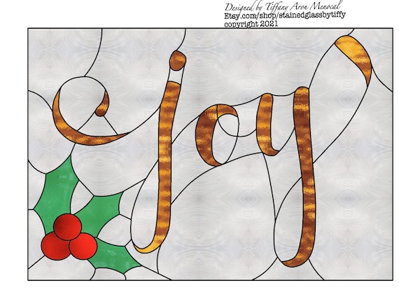 Christmas joy sign Stained Glass Pattern Digital Download