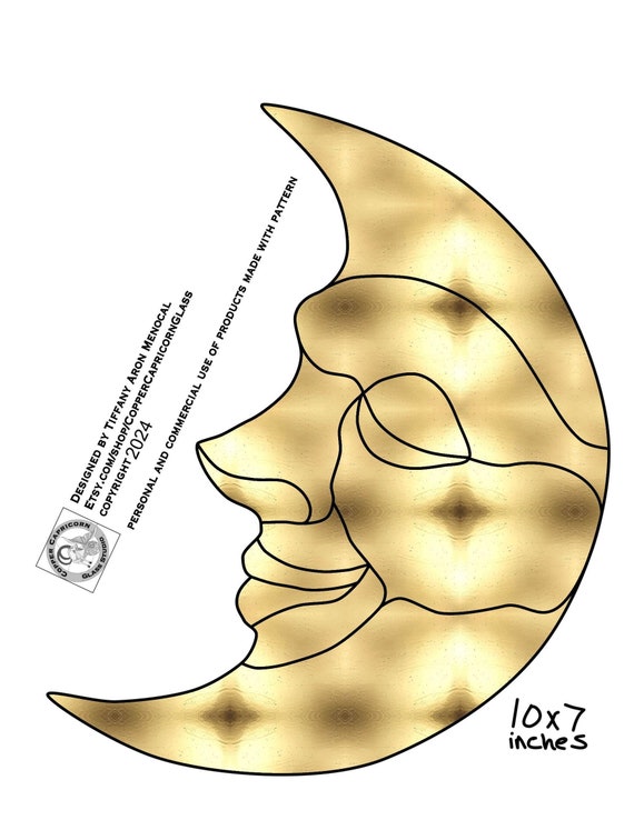 MAN in the MOON  • crescent moon • Stained Glass Pattern • Digital Download