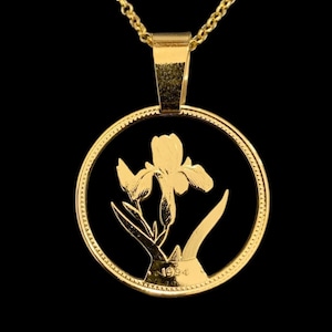 Handskuret mynt 18K guldpläterat irishänge, 20 forint, Ungern