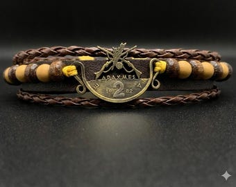 Pulsera de 2 dracmas griegas de 1982, hecha a mano, regalo personalizado.