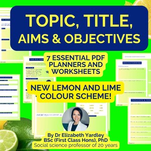 Masters Degree Dissertation Planner Pack, wählen Sie ein Thema, entwickeln Sie einen Titel und identifizieren Sie Ihre Ziele und Ziele für Ihre Abschlussarbeit