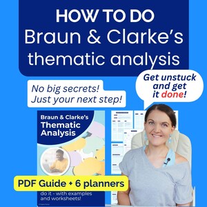 Guía de análisis temático (PDF) y planificadores / Ayuda de investigación cualitativa de Braun & Clarke para estudiantes de doctorado y maestría
