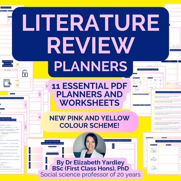 PhD Academic Planner Bundle for Literature Review, plan searches, reading, critical analysis, great for researchers & dissertation students