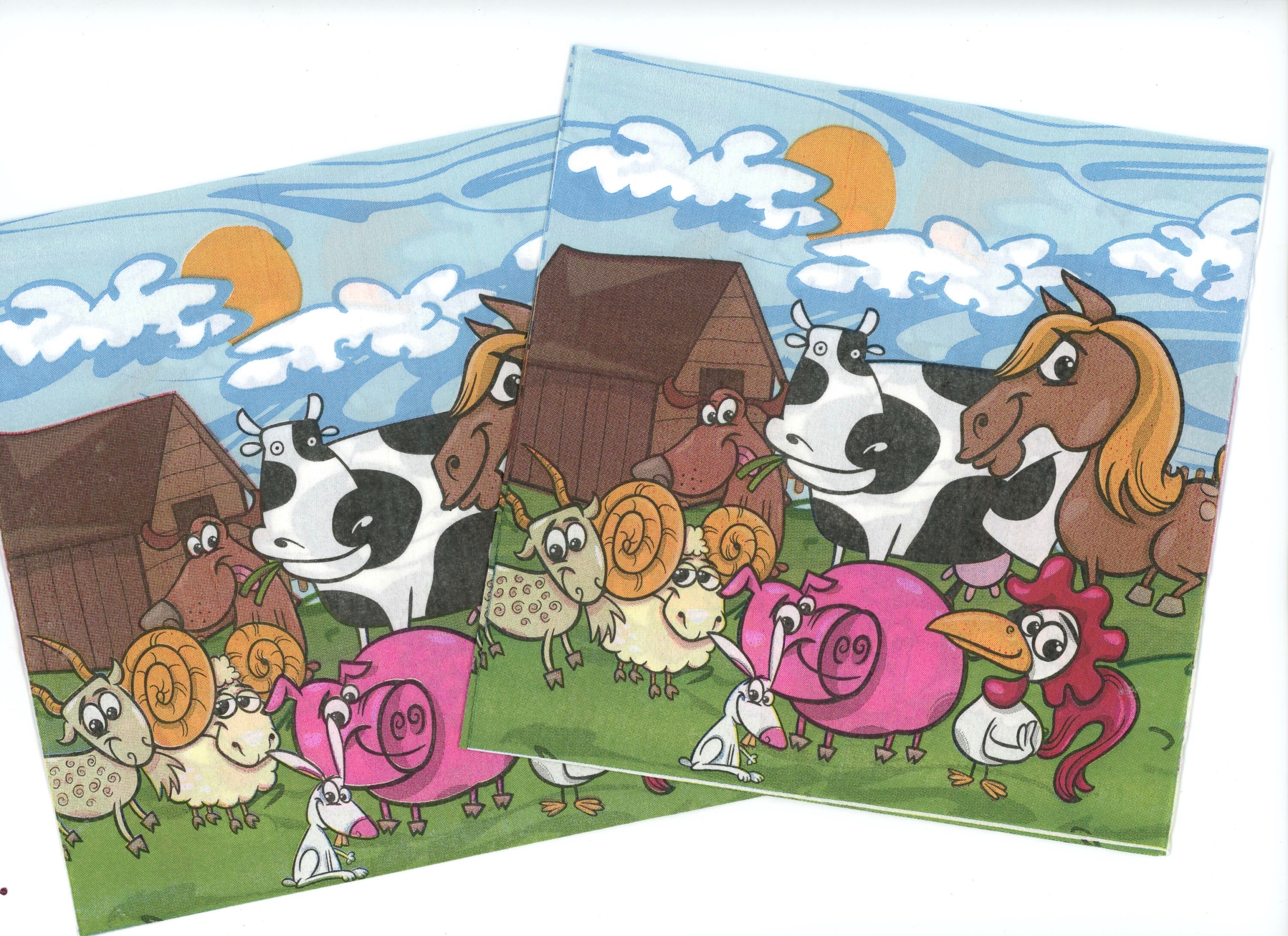 Funny Farm Napkin Decoupage Napkin Paper Napkin Animal Etsy
