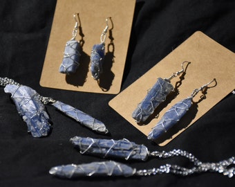 Blue kyanite earrings / necklace