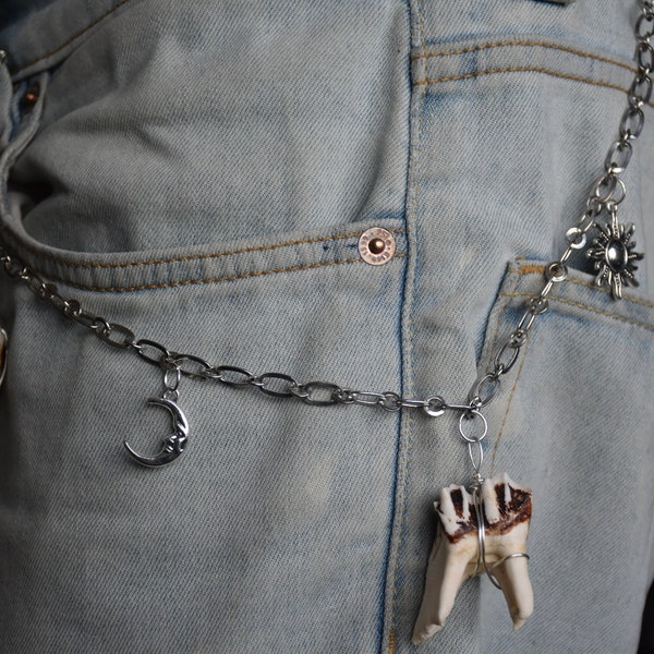 Punk pant chain with teeth