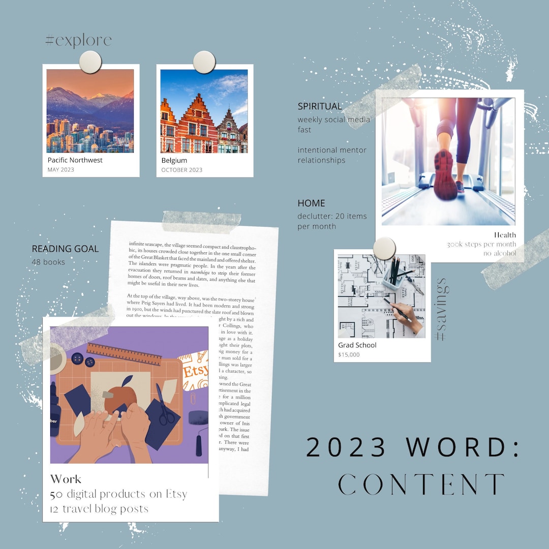 Vision Board DIGITAL Template, Editable Canva Template - Etsy