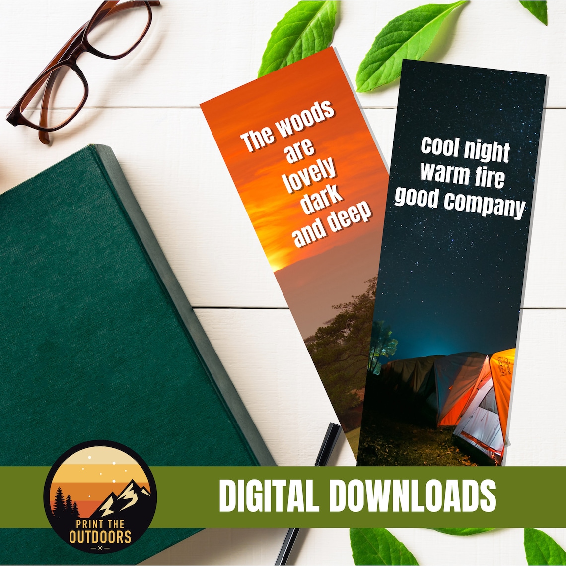 Set of 6 Camping Bookmarks Outdoor Bookmarks with Quotes Etsy