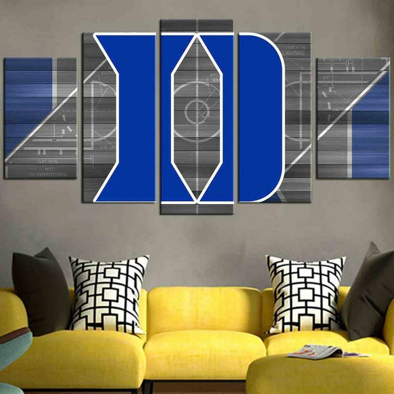 Ncaa Duke Blue Devils Logo N 5 Pieces Canvas Wall Art Framed Etsy