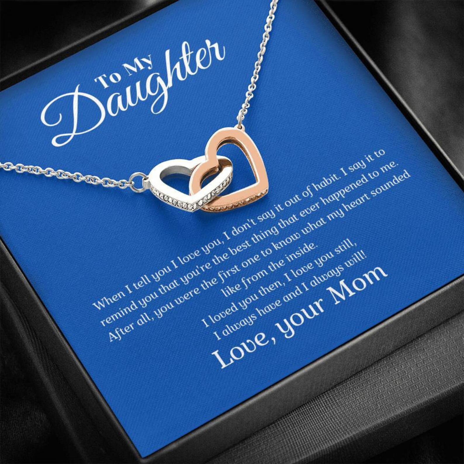 To My Daughter Interlocking Hearts NecklaceDaughter Message Etsy