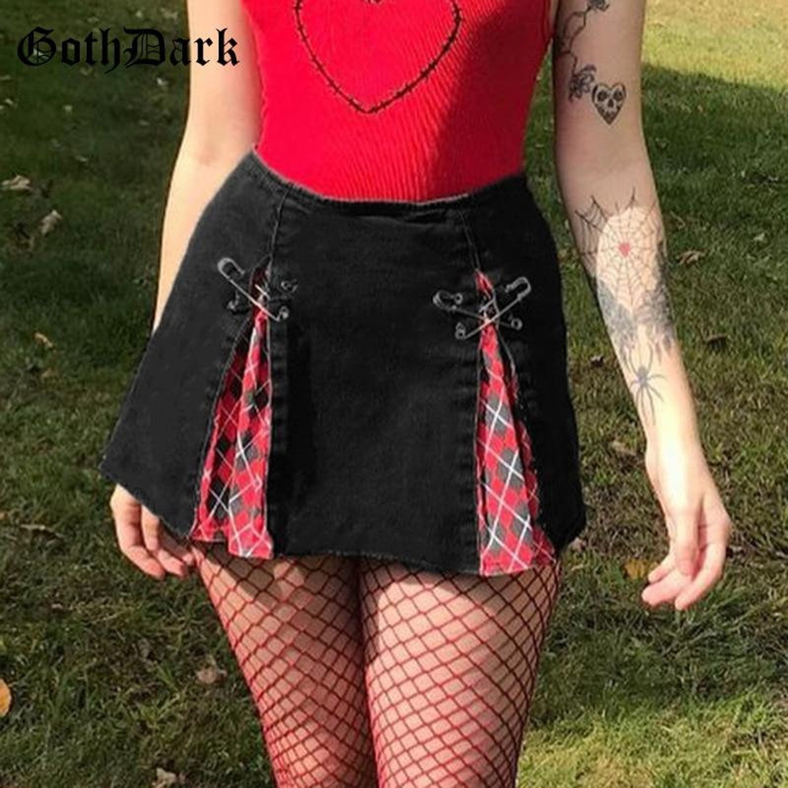 Goth Dark Plaid Gothic Skirts High Waist EGirl Sexy Mini Etsy