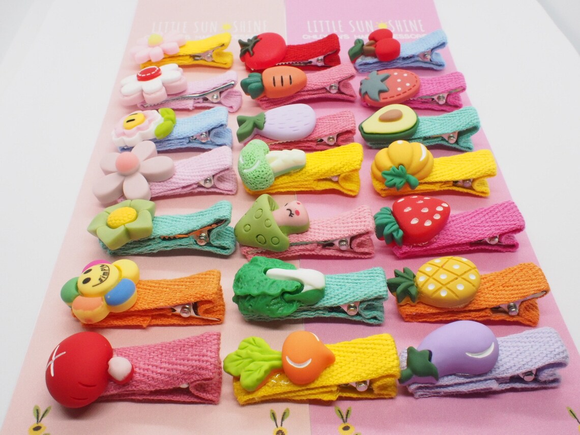 Cute Hair Clips with tiny Fruits Vegetables Flowers Toddler Etsy