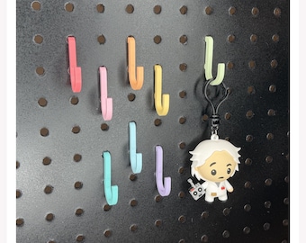 J-Hooks (8 Pack) - 12 Color Options - 1/4” Hole Pegboard Multipurpose Organization Accessories