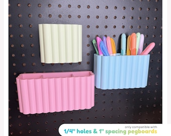 Scalloped Storage Cup 3 Sizes - 11 Color Options - 1/4” Hole Pegboard Multipurpose Organization Accessories