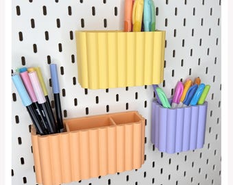 Scallop Storage Cups - 3 SIZES - for IKEA Skadis Pegboard – Organizer with Brackets