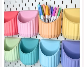 Scalloped Storage Cup - 12 Colors - Pegboard 3D Printed Multipurpose Organizer