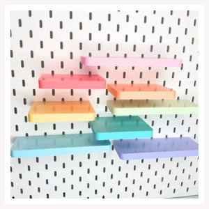 Prateleira flutuante em TRÊS TAMANHOS - Suportes ocultos - Organizador multiuso impresso em 3D para painel perfurado Skadis da Ikea